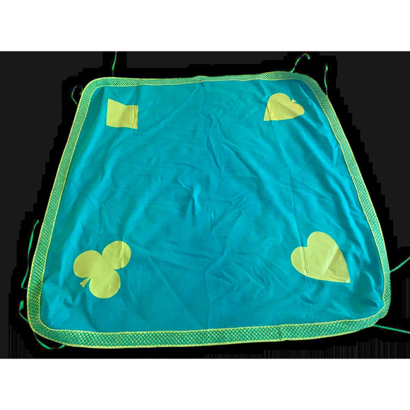 Vintage Game Card Table Cover Fabric Shamrock Heart Diamond Spade Poker 40x40" - Picture 1 of 11